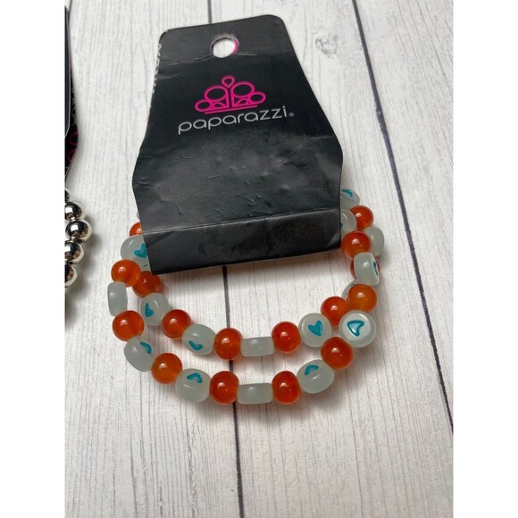 Lot Of 3 Paparazzi Beaded Stretch Bracelets Colorful Heart and Sprinkle Beads - Picture 4 of 5